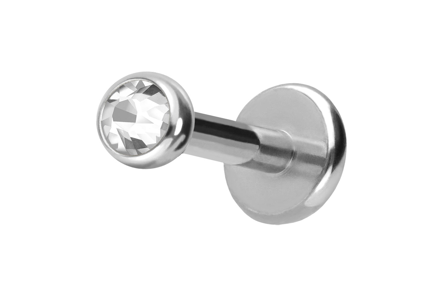 Titan Labret Piercing mit Push Fit KRISTALL